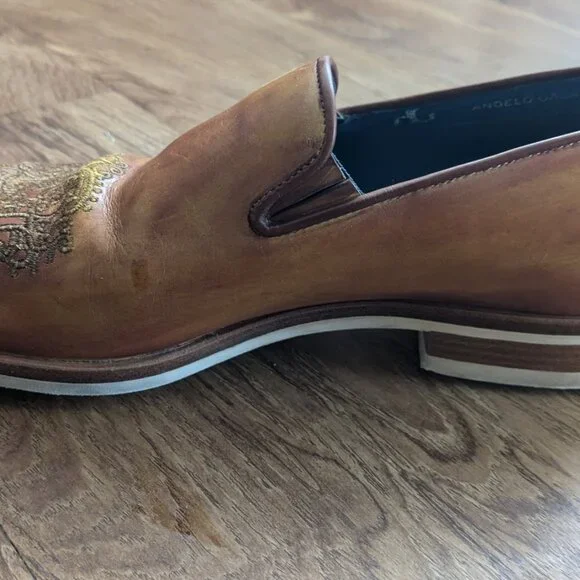 Angelo Galasso Handmade Embroidered Loafers, size 42 1/2